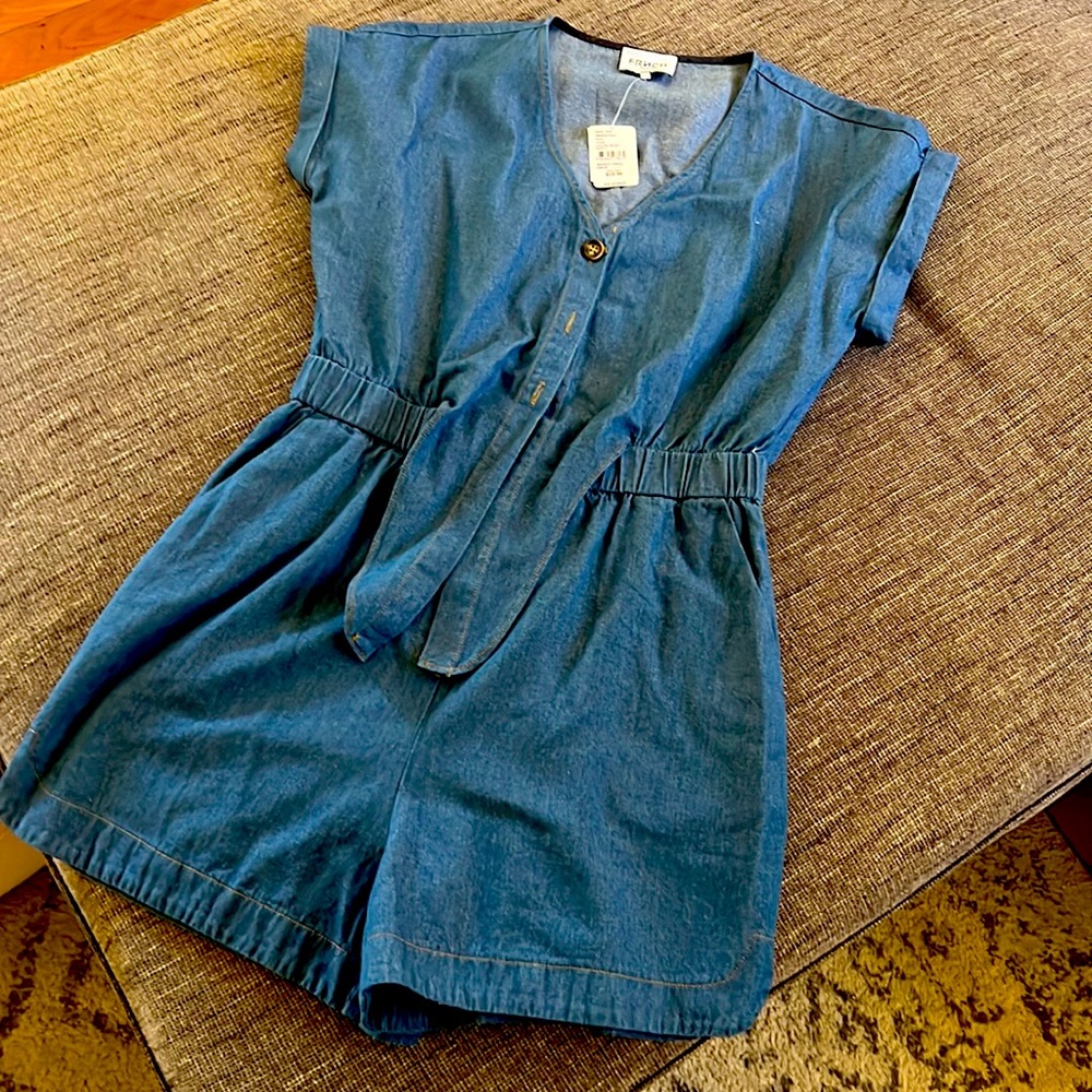 Blue FRNCH denim romper. Size L. Never worn.